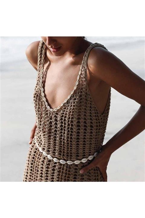 Major Butik Major Tığ Örgü Deniz Kabuklu Tasarım Kemer