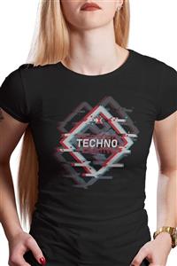 iX Textile Techno Dream Siyah Kadın T-shirt