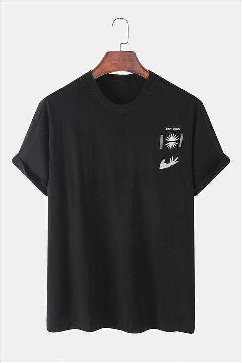 dAcollection Unisex Pamuklu Yarım Oversize Bisiklet Yaka El Baskılı Kısa Kollu T-shirt
