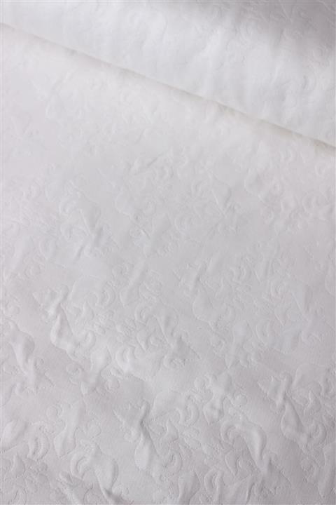 Çahan Beyaz Damask Desen %100 Pamuklu Pike