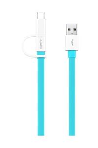 Huawei 2 in 1 Mavi Type-C Micro Usb Data ve Şarj Kablosu