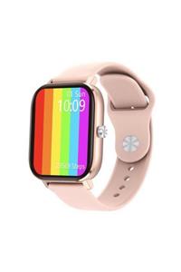 Spovan Watch 4 Pro Sesli Görüşme Tansiyon Oksijen Ölçer Smart Akıllı Saat- Pembe