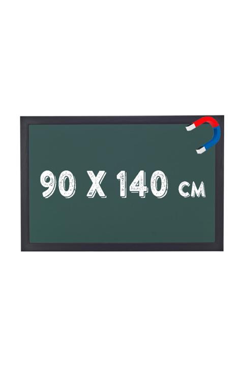 Chalky Manyetik 90x140 Cm Kara Tahta Ahşap Çerçeveli - Tebeşir Yazı Tahtası - Yeşil