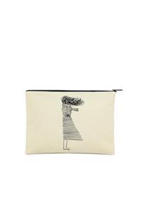 Çınar Bez Çanta Clutch Saçları Dağınık Kız Kanvas Makyaj Çantası