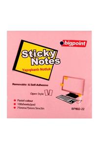 Bigpoint Yapışkanlı Not Kağıdı 75x75mm Pembe 12'li Paket