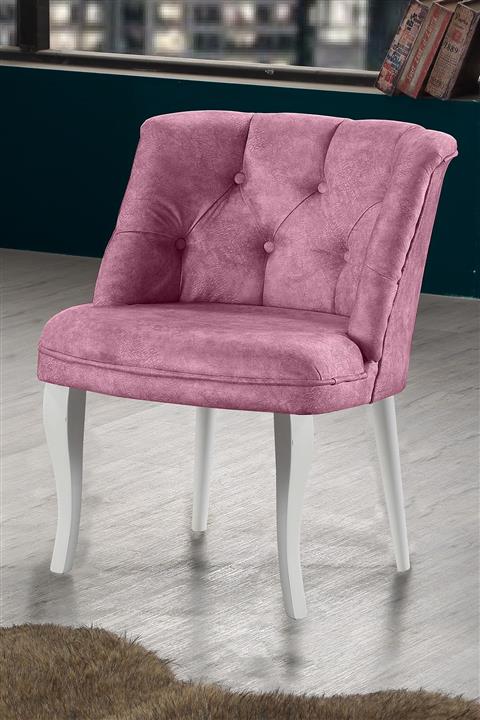 VIANEM Balkon Ofis Cafe Bahçe Çay Seti Kolsuz Berjer Beyaz Ahşap Ayak Pudra