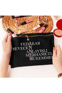 Hediyesepeti Siyah Renk Kanvas Makyaj Çantası