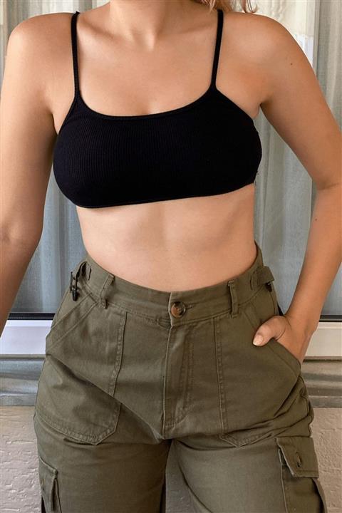 Sorridi Siyah Sırt Dekolteli Crop