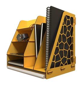 KUK Design Voronoi Modern Ofis Masaüstü Organizer Düzenleyici Evrak Rafı (Sarı)