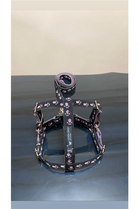 Leash Shop Orta-büyük Irk Köpek Göğüs Bel Tasma Takımı Siyah-lila Xxl Beden (75-85 CM)