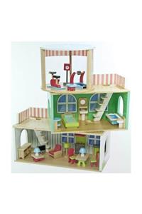 Vardem Oyuncak Bebek Evi Eğitici Ahşap  3 Katlı Aksesuarlı