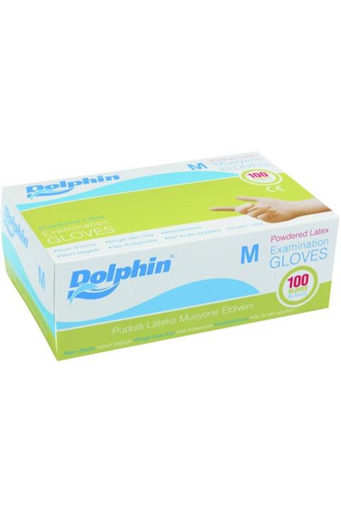Dolphin Pudralı Lateks Eldiven 100 Lü Paket Orta Boy(m) Beden