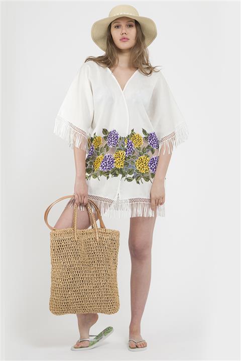 Expe Trend Kadın Beyaz Lazer Yakmalı Pareo