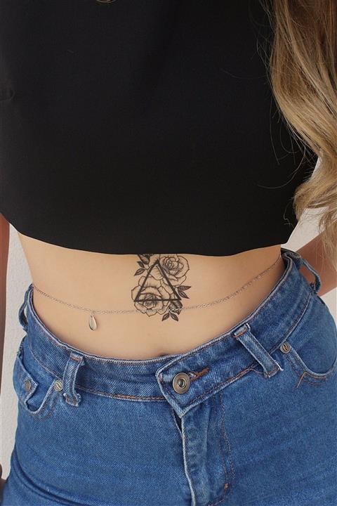 TAKIŞTIR Gümüş Renk Oval Figürlü Bel Zinciri 70cm