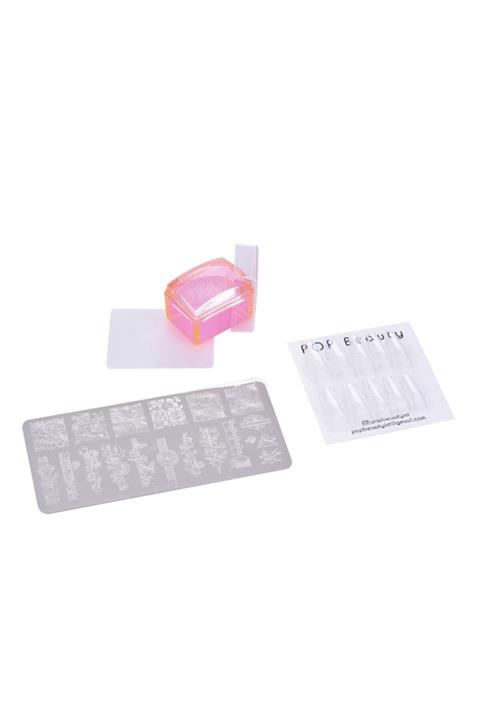 POP Beauty Tırnak Stampa Plakası 24'lü Şeffaf Takma Tırnak Seti