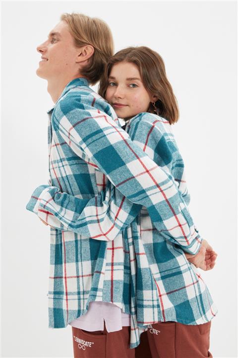 TRENDYOL MAN Mavi Unisex Regular Fit Ekose Oduncu Gömlek TMNAW22GO0812