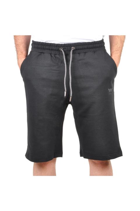 WALKWAY W-003 Siyah Erkek Pamuklu Polyester Regular Fit Uzun Şort