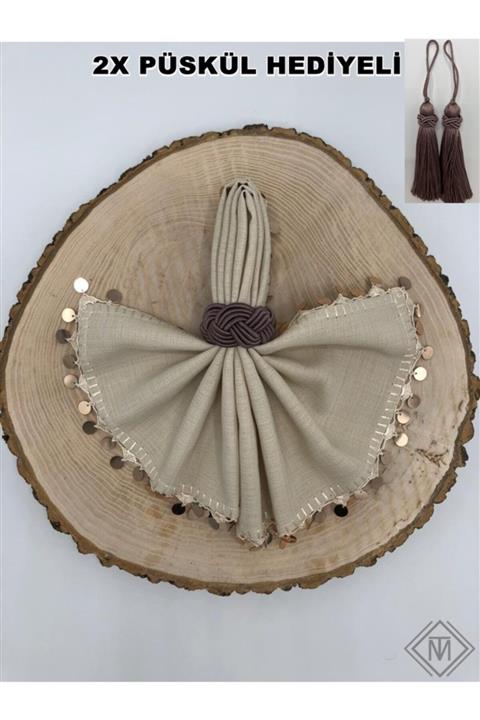 miraç tekstil Peçete Yüzük Halkası Hasır 8'li Set Mor