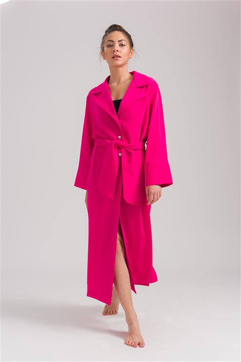 HOELO Kadın Fuşya Krep Kimono