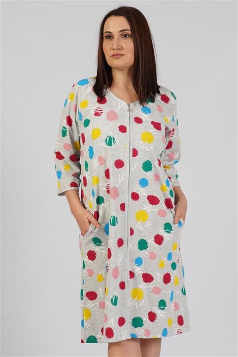 VİENETTA Büyük Beden Fakir Kol Fermuarlı Gecelik