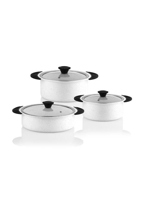 Taç 3476 Trio 6 Parça Tak Çıkar Saplı Tencere Seti Beyaz