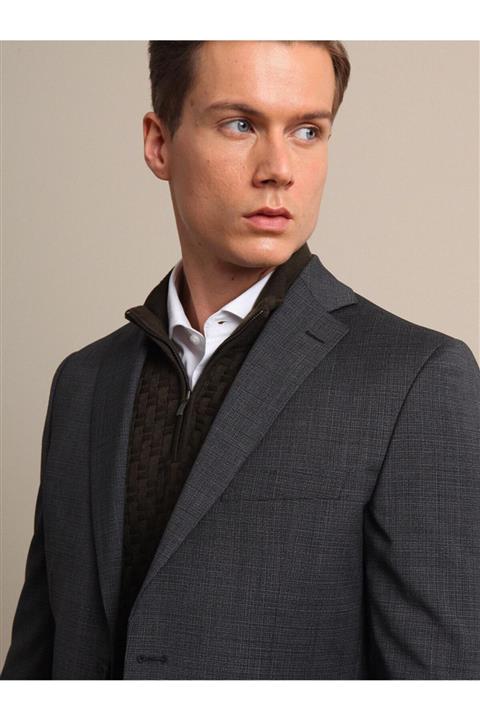Kip Erkek Antrasit Micro Dokuma Takım Elbise