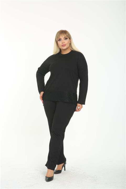 ZTO Büyük Beden Dantel Detaylı Eşofman Takım