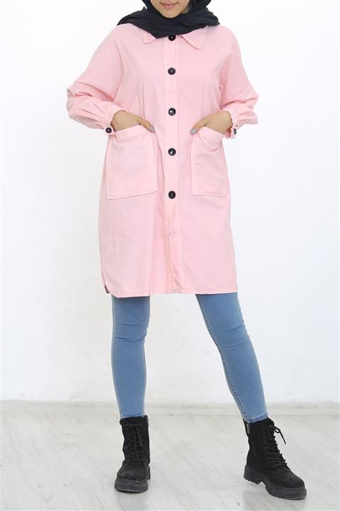 Damlays Ticaret Kadife Gömlek Pembe