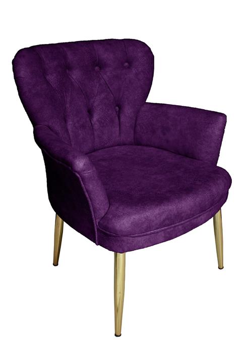 VIANEM Kollu Berjer Balkon Ofis Cafe Bahçe Tekli Koltuk Gold Metal Ayak