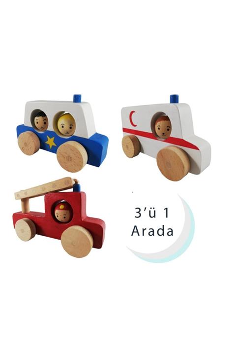 Arda Ahşap Oyuncak Ahşap Araç Seti 3'ü Bir Arada