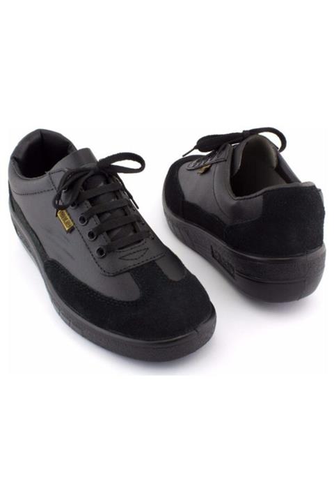 Mekap Unisex Siyah Deri Hafif İş Ayakkabısı
