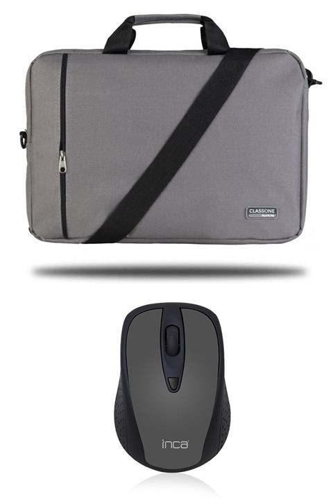 Classone Unisex Gri Bnd204 Notebook Çantası ve Inca Kablosuz Mouse