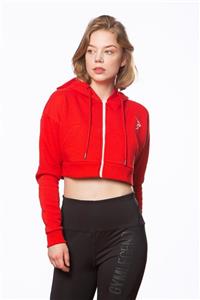 Gymlegend Nymphe Kadın Kırmızı Kapüşonlu Sweatshirt Kısa