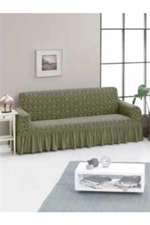 Consept Home Tek 3'lü Jakarlı Koltuk Örtüsü Haki