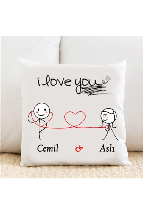 Etozlu I Love You Kişiye Özel Yastık Kılıfı Pi159