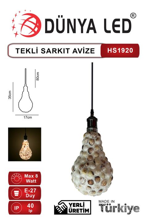 DÜNYA LED Hs.1920 6w Deniz Kabuğu Sarkıt Salon Cafe Hol Ofis Aydınlatması