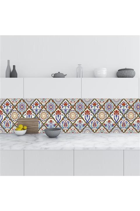 StickerArt Mutfak Tezgah Arası Folyo Fayans Kaplama Folyosu Türk Osmanlı Motif 1 60x200 Cm