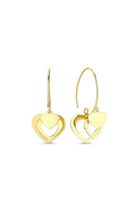 Koçak 14 Ayar Kalp Figürlü Altın Küpe