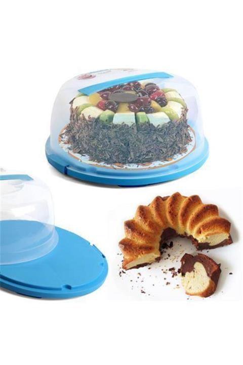 FırsatYeri Pasta Kek Saklama Taşıma Kabı Bayatlama Önleyici Kilitli Plastik