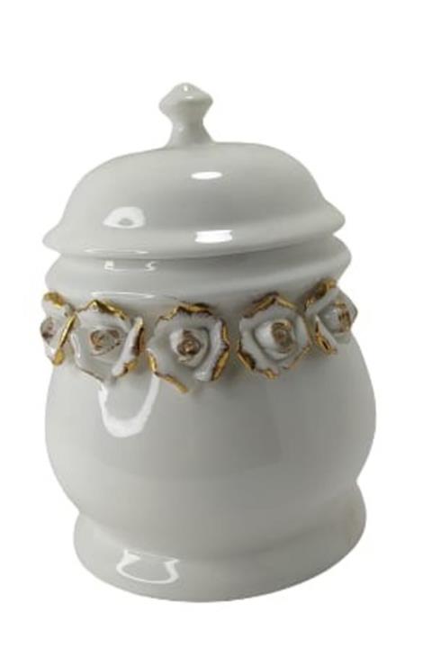 WOSSO Porselen Hava Geçirmez Kapaklı Üzeri Güllü Kavanoz