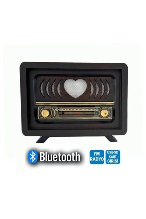 Turink Bluetoothlu Usb Aux Girişli Nostaljik Ahşap Radyo Aşiyan1 Modeli + Pil