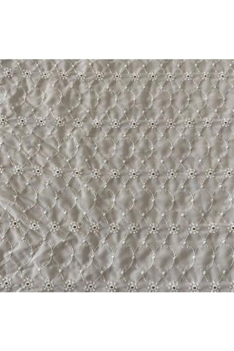 İzmitkumaş Ekru Brode Fisto Kumaş Eni 1,35 Mt Ana Kumaş %100 Pamuk