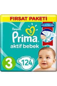 Prima Bebek Bezi Aktif Bebek 3 Beden 6-10 Kg 2*62 124 Adet