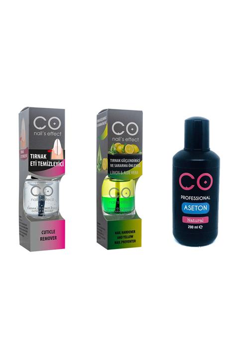 CO Nail's Effect Co Tırnak Eti Temizleyici + Tırnak Güçlendirici Sararma Önleme + Aseton