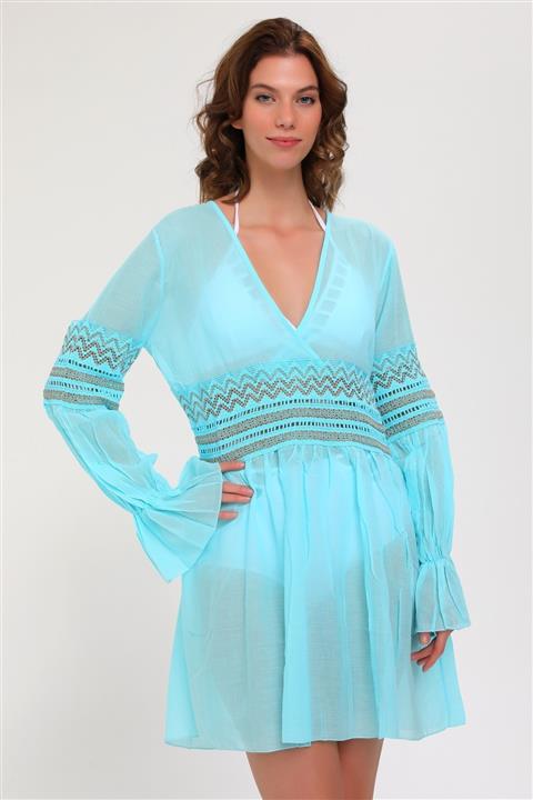 Malven Kadın Turkuaz  Plaj Elbisesi