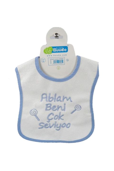 Bebe Ablam Beni Çok Seviyoo Erkek K Mavi Mama Önlüğü