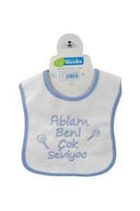 Bebe Ablam Beni Çok Seviyoo Erkek K Mavi Mama Önlüğü