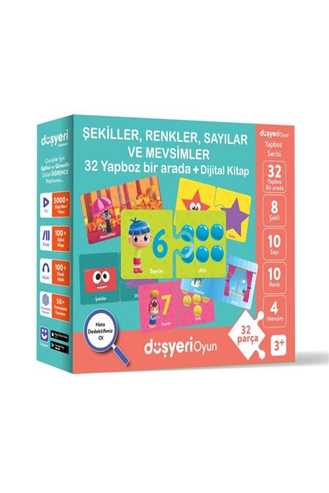 Düşyeri Şekiller Saylar Renkler Ve Mevsimler 32 Yapboz Bir Arada 32 Parça