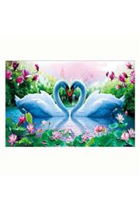 Hobigun Elmas Mozaik Tablo Diamond Painting Kit Puzzle 2 Kuğu 50x40