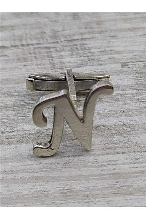 Naz Gümüş Kol Düğmesi Harf Model 925 Ayar Kalın Mikron Gümüş